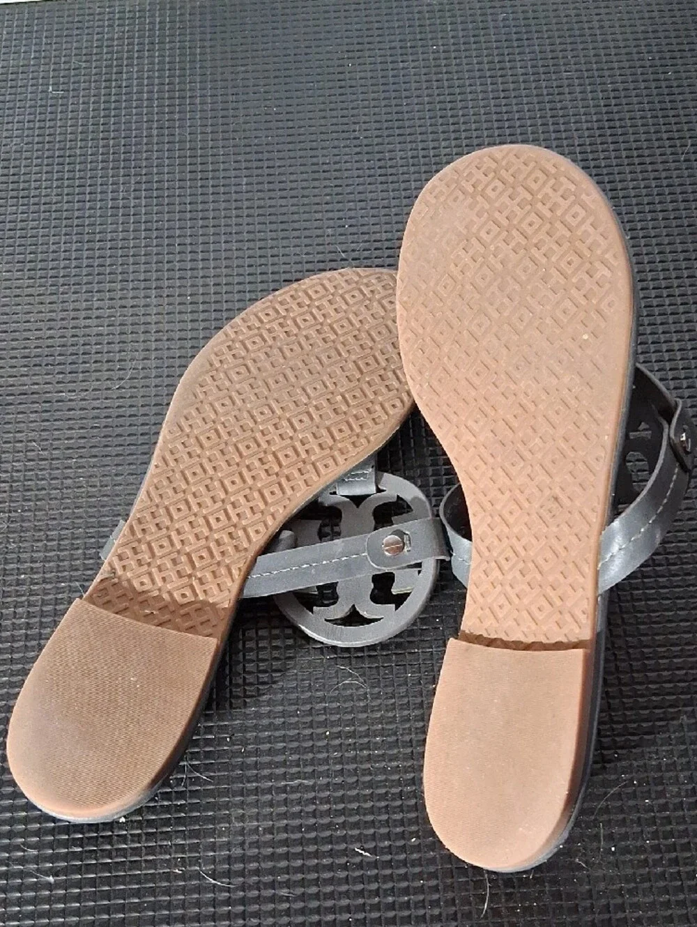 Tory Burch Black Cutout Logo Thong Sandals